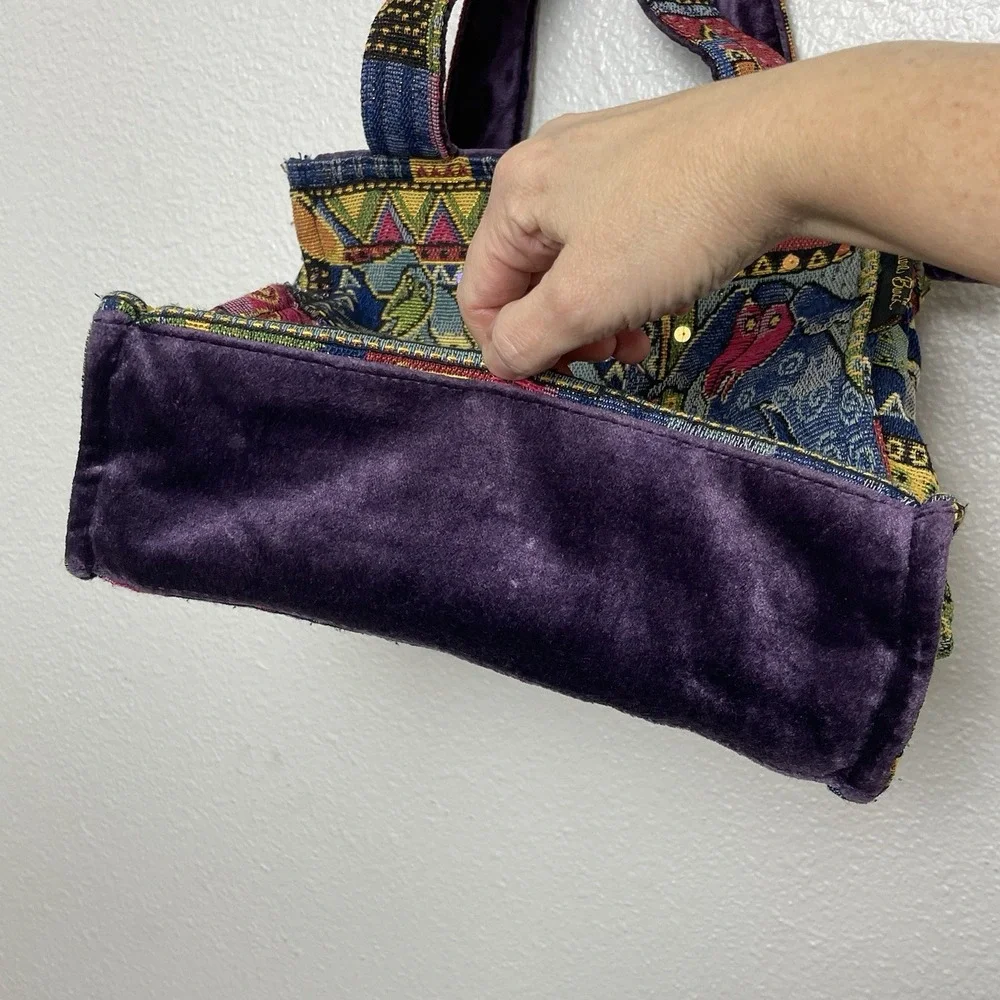 Laurel Burch Tapestry Cats Dogs Sequins Shoulder Bag‎ Purse Tote